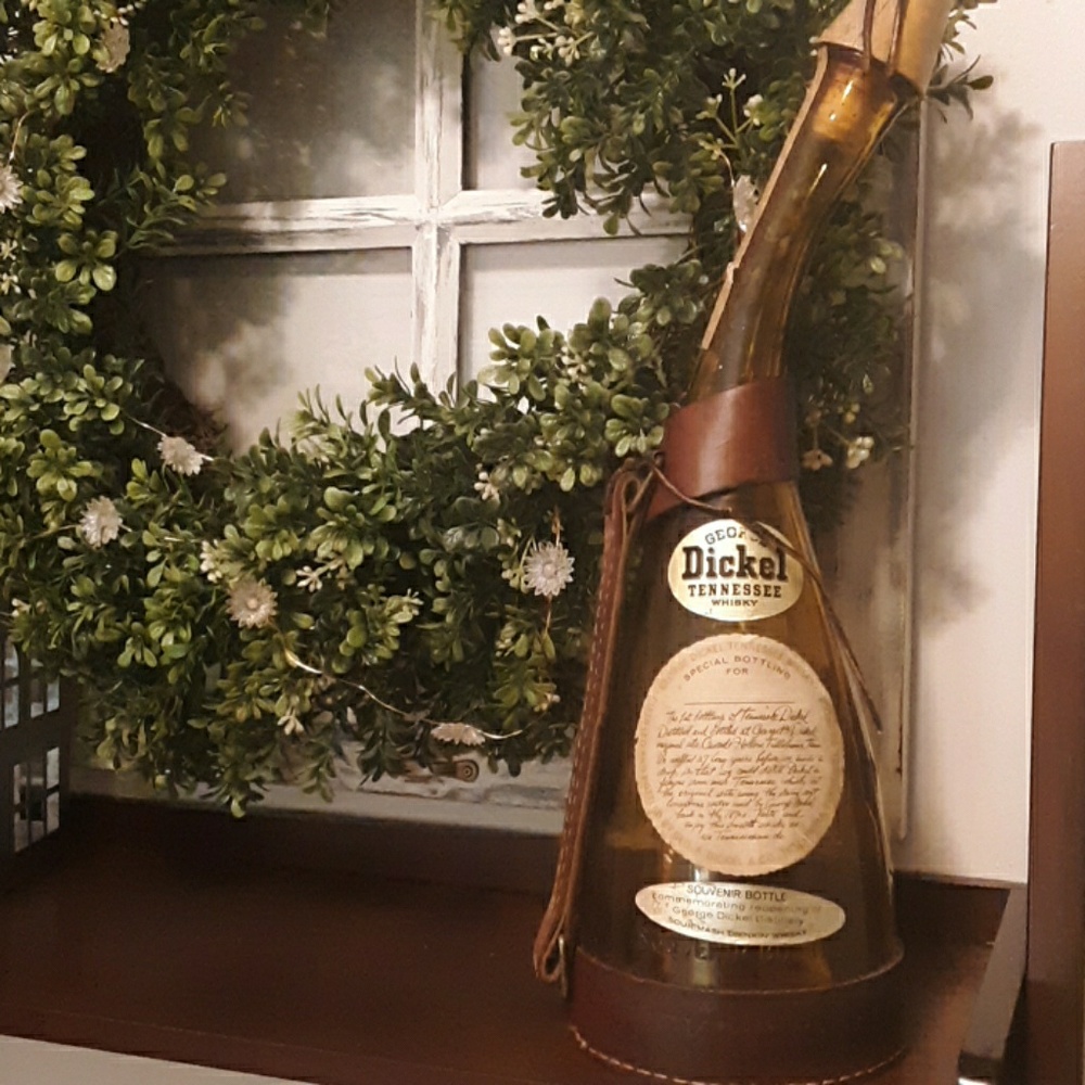 Vintage dickel Tennessee whiskey souvenir bottle.